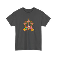 He Is Risen Floral Crosses Tee — Dark Heather