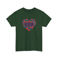 USA Hearts And Stars Tee — Forest Green