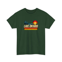 Lake Ontario Retro Sunset Tee — Forest Green