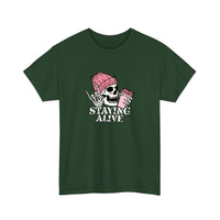 Skeleton Staying Alive Tee — Forest Green