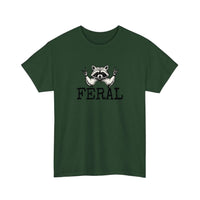 Feral Raccoon Rock Hands Tee — Forest Green