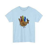 Hand Turkey In A Top Hat Tee — Light Blue