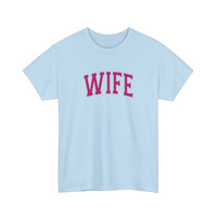 Wife Varsity Arch Tee — Light Blue