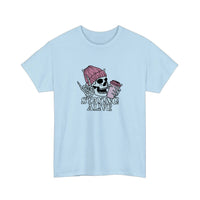 Skeleton Staying Alive Tee — Light Blue