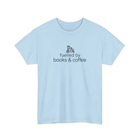 Fuelled By Books And Coffee Tee — Light Blue