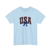 USA Varsity Star Bow Tee — Light Blue