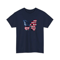 Patriotic Floral Butterfly Tee — Navy