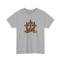 He Is Risen Floral Crosses Tee — Sport Grey