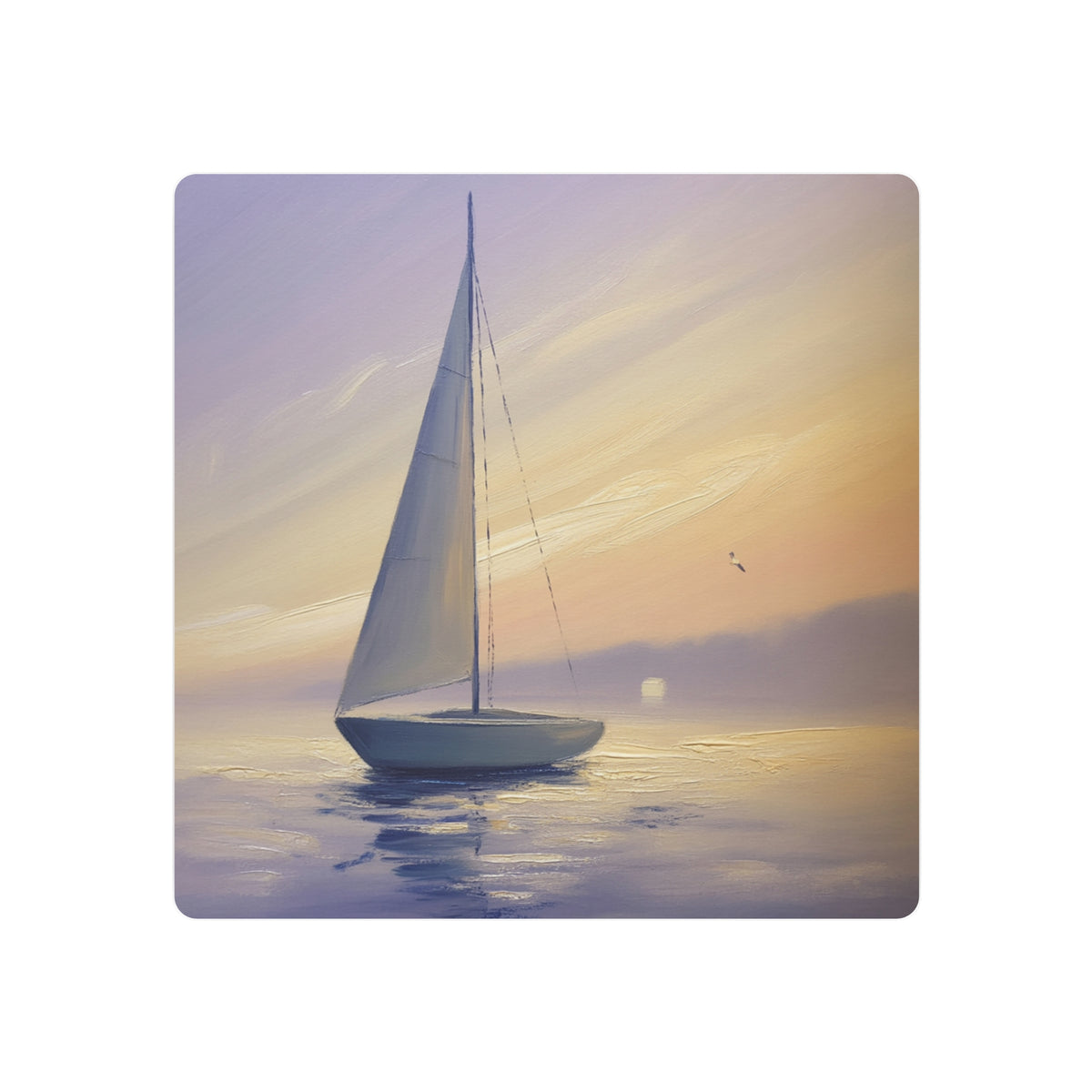 Silent Sail at Pastel Dawn on Glassy Sea