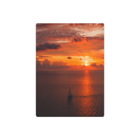 Solitary Sail at Sunset Over Golden Sea