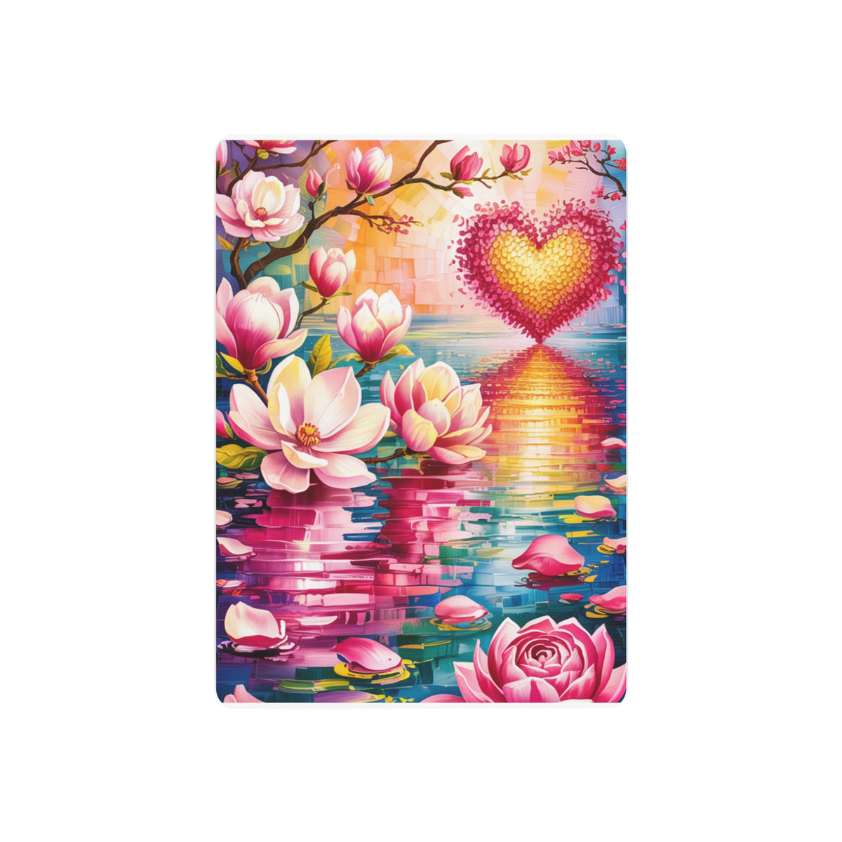 Radiant Heart of Blossoms Oil Mosaic Print
