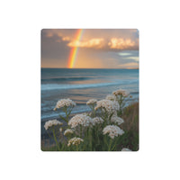Seaside Wildflowers Beneath a Golden Rainbow