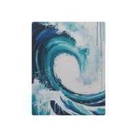 Vertical Tidal Wave Oil Painting in Teal