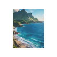 Sunlit Mountain Coastline in Turquoise Serenity