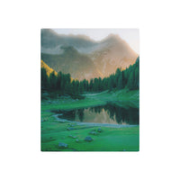 Dawn Glow Over Alpine Lake and Peaks