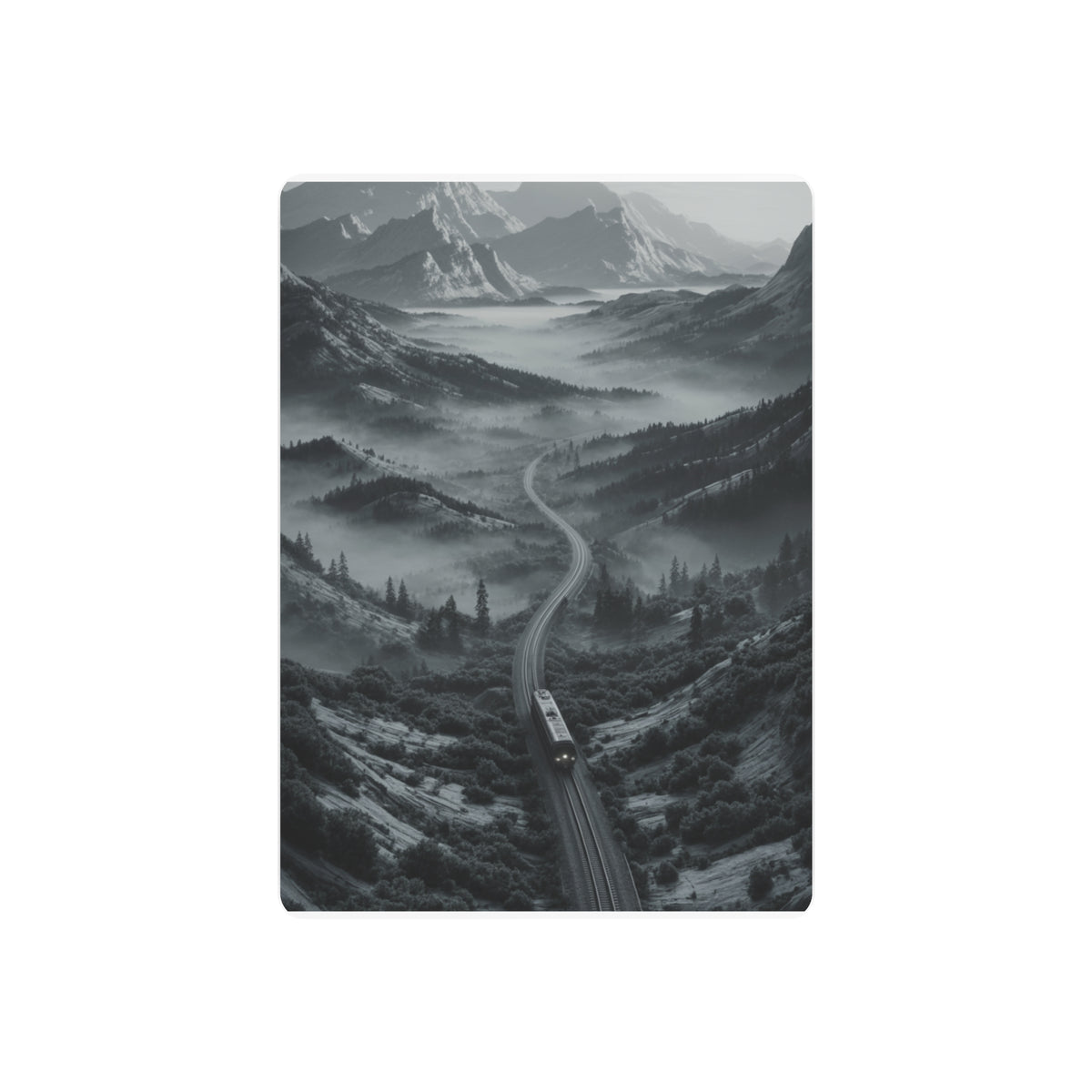 Cinematic Midnight Train Through Misty Mountain Valley
